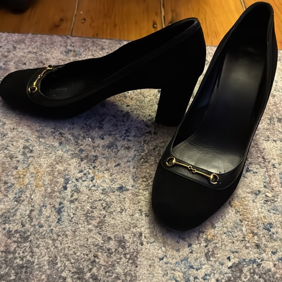 🇮🇹 Gucci - SIZE 40 309774 CGX10 1000 KID SUEDE NAPPA CHARLOT, black block heel - Picture 9 of 15